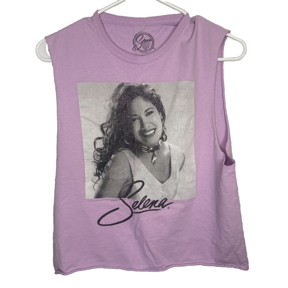 Selena Womens Medium Lavender Purple Cropped Muscle Tank Top Sleeveless Shirt Y2